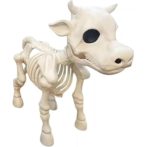 lacfinsien 9.8" Halloween Animal Skeletons Cow Skeleton for Haunted Houses, Graveyard Scenes, Farm Party Decor Cover