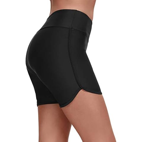 Yilisha Womens Tummy Control Swim Shorts Black Plus Size High Waisted Bikini Bottoms Swimsuit Shorts Swim Bottoms Swimwear Cover
