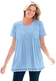 Woman Within Plus Size Lace-Trim Pintucked Tunic