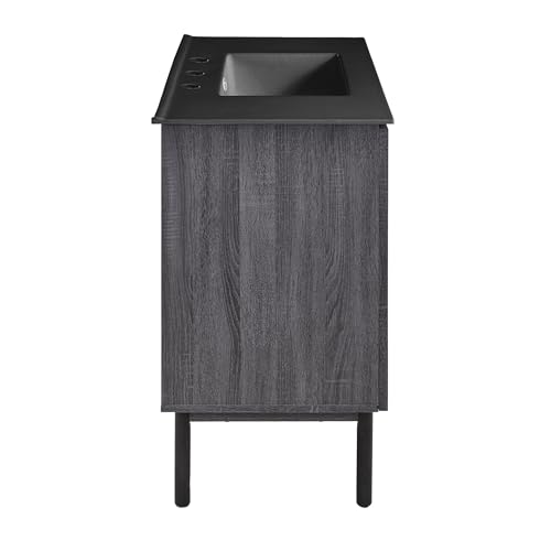 Image of Swiss Madison Classe 36 in. Black Oak Bathroom Vanity with Black, 3-Hole Ceramic Sink Top