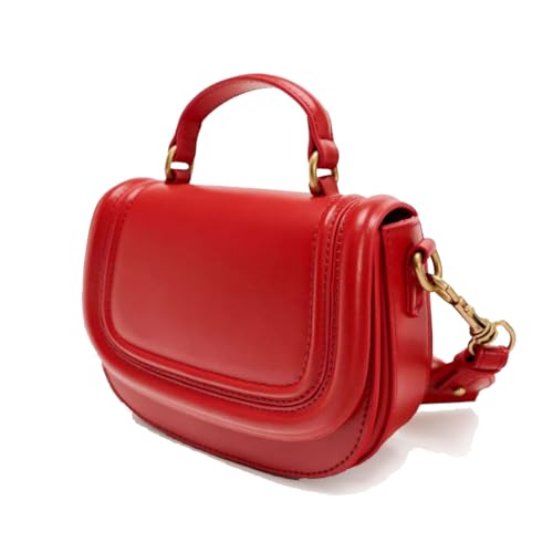 Cute Trendy Mini Bags For Women, Small Vegan Leather Crossbody Purse, Ladies Fashion Satchel Purse Top Handle Bag (Red)