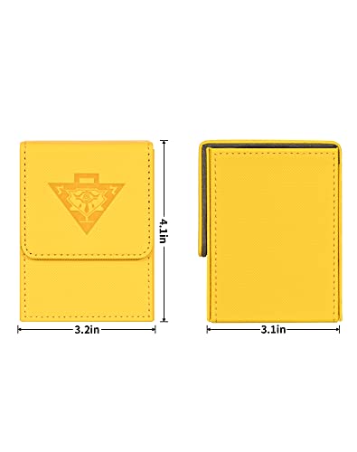 Zlca Card Deck Box Fits Mtg Yu-Gi-Oh! Tcg, Card Storage Box With Dividers Holds 100+ Sleeved Cards, Premium Card Deck Case Compatible With Ccg Trading Cards (Yellow,Puzzle) #TOP1
