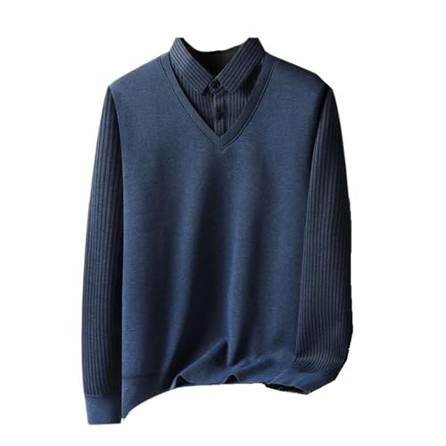 Pull en maille pelucheuse homme style chic avec col chemise intégré