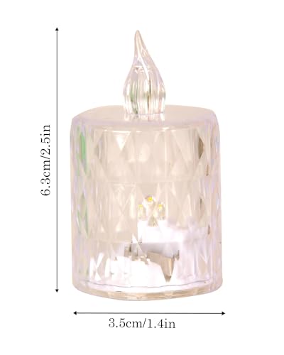 Image of Homesake Flameless Crystal Candle, Diamond-Shape Candle, 12 Pieces Tea Lights, Warm White, for Weddings, Tables, Diwali for Home, Christmas Festive Decor, Led Candles for Decoration(1.5 inch 3.1 inch)