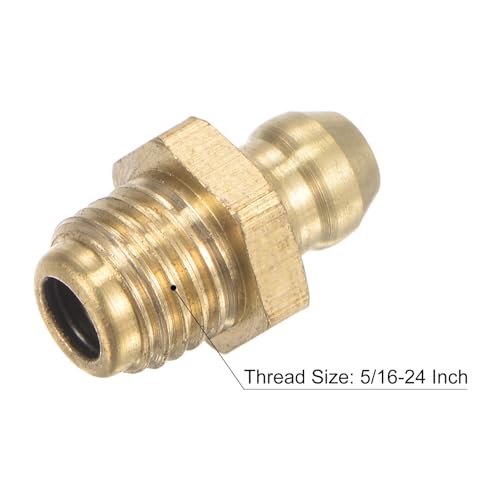 Image of uxcell Brass Straight Grease Fitting Assortment 5 /16 inch-24 Thread 10mm Width Hydraulic Grease Fitting Accessories, 20Pcs