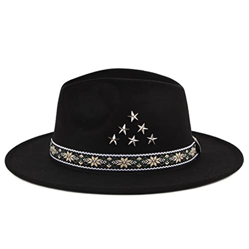 Chapeau jazz de style ethnique pour hommes et femmes YXWYXWA en feutre noir