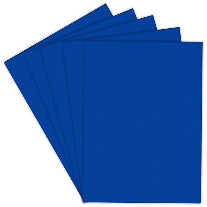 Image of SEJASCOLLECTIONS | Pack of 10 | Dark Blue, Bright, A1, BIG / FULL Size, Pastel Sheets / Chart Paper, Used in art and craft, collage, projects, posters etc. Plain / Unrulled, Size: 70x56 centimeters, 200 GSM thickness.