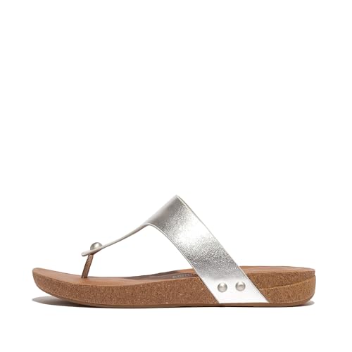Image of FitFlop womens Iqushion Metallic-leather Toe-post Sandals