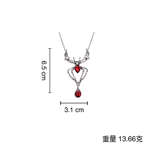 Mifynn Vintage Gothic Spider Necklace Halloween Crystal Spider Pendant Necklace Punk Style Reptile Animal Jewelry For Woman (Red) #TOP2