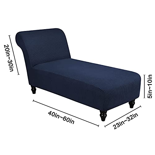 Stretch Armless Lounge Chaise Slipcover, High Stretch Chaise Longue Cover Pet Furniture Cover, Slipcovers For Chaise Lounge Ultra Soft Machine Washable Recliner Sofa Slipcover For Living Room (Navy) #TOP2