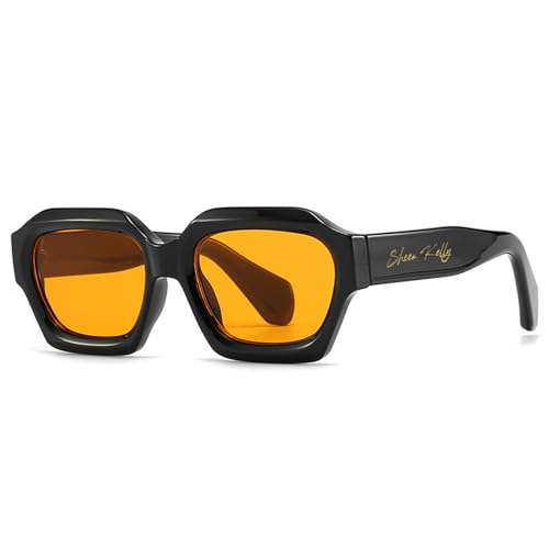 Polarized Retro Hexagon Sunglasses Men Women Trendy Oversized Square Chunky Design 90s Glasses