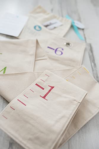 image for White Loft Rainbow Canvas Family Height Chart Ruler - Children's Growt