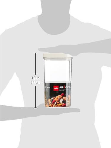 Image of CELLO Airlock Square Pet Storage Jar for Kitchen 2500 ml White | Freezer & Fridge Safe Airtight Stackable Pet Kitchen Storage Box Jar Container Set for Beans Whole Grains Spices Candy & Dry Fruits