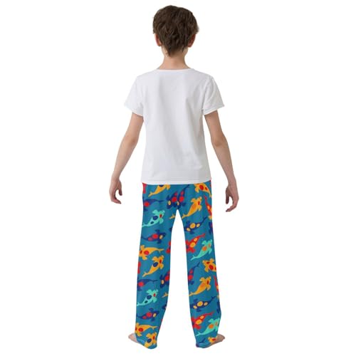 ZZXXB Colorful Carp Fish Boys Long Pants Soft Trousers Elastic Waist Kids Lounge Bottoms with Pockets S-XL3