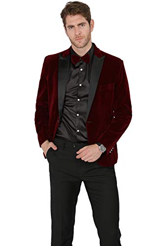 Mage Male Men's 2 Piece Suit Peaked Lapel One Button Tuxedo Slim Fit Velvet Blazer Party Dinner Jacket & Pants #TOP5
