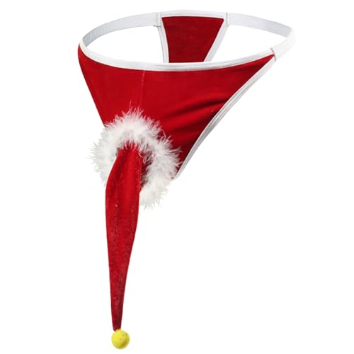 Mini Kitty Mens Christmas Gag Gift Santa Hat Design G-String Thongs Reindeer G-String Mankini Underwear Valentines