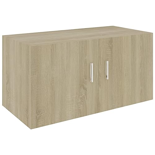 vidaXL Armario de Pared Estante Flotante Versátil Decoración Baño Cocina Habitación Almacenamiento Moderno Contrachapada Color Roble Sonoma 80x39x40cm