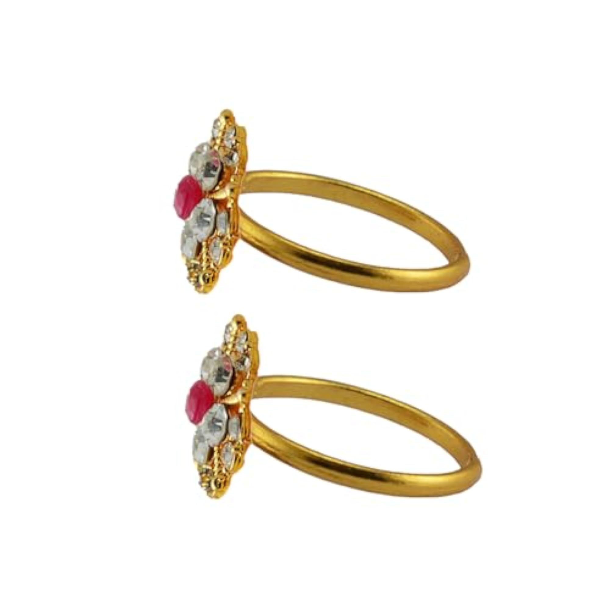 Women's Golden Brass Stone Stud Toe Ring, Size Free