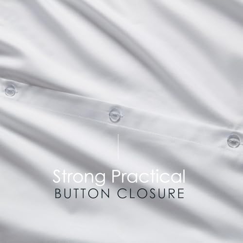 Image of Hearth & Harbor White Duvet Cover Queen Size - 3 Piece Queen Duvet Cover Set, Soft Double Brushed Queen Size Duvet Covers with Button Closure, 1 Duvet Cover 90x90 inches and 2 Pillow Shams