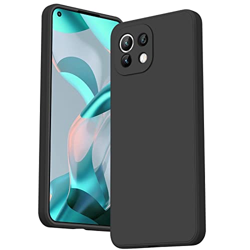 Vancle Cover per Xiaomi Mi 11 Lite 5G NE/Mi 11 Lite 4G,Liquid Silicone Protezione Full Body Custodia Con Fodera in Microfibra (Nero)