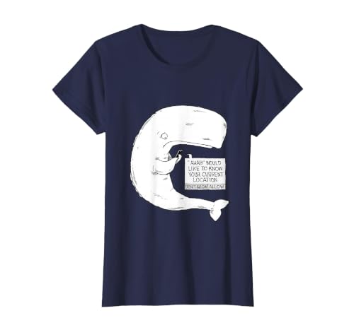 Speed Bump Funny Moby Dick Cartoon T-Shirt, Women, Navy Blue, Large