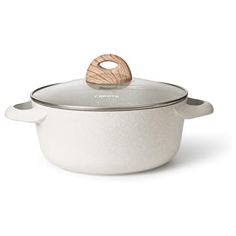 CAROTE Non Stick Stock Pot with Lid, 28cm Induction Cooking Pot, Casserole Pot for Soup/Pasta/Stew, Nonstick Cookware, PFOA Free Cover