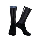 LOCKLGFMCZ Calcetines Ciclismo Anti Silicona Slip Aero Hombres Bicicleta Deporte Correr Calcetines de Puro algodón(Yak30-black-l)