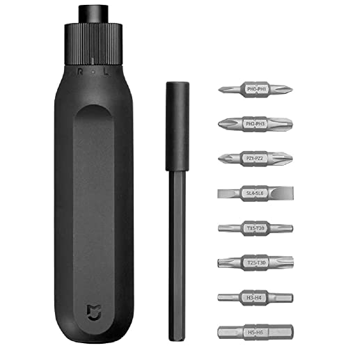 Xiaomi Mi Tournevis à cliquet 16 en 1 avec embout pop-up pour PH0, PH1, PH2, PH3, H3, H4, H5, H6, SL4, SL6, PZ1, PZ2, T15, T20, T25, T30 embouts en acier S2