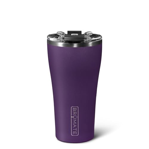 BrüMate Nav 22oz 100% Leak Proof Insulated Travel Tumbler with Magnetic BevLock™ Lid - Double Wall Cup-Holder Friendly Stainless Steel Mug (Amethyst)