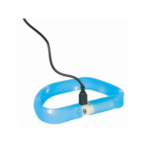 TRIXIE Leuchthalsband für Hunde L-XL blau – Leuchtendes Hundehalsband, ideal für Spaziergänge im Dunkeln – Aufladbar und individuell einstellbar - 12672