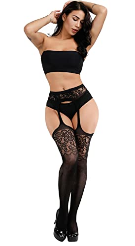 Image of Womens Suspender Pantyhose High Waist Fishnet Tights Fishnet Stockings Thigh High Stockings