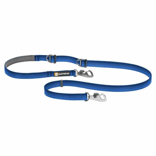 RUFFWEAR Leash, Switchbak, Hundeleine mit Verstellbarer Länge und 2 Verschlussclips, über der Schulter, in der Hand, Koppler, doppelt geklippt, Einheitsgröße, Blue Pool