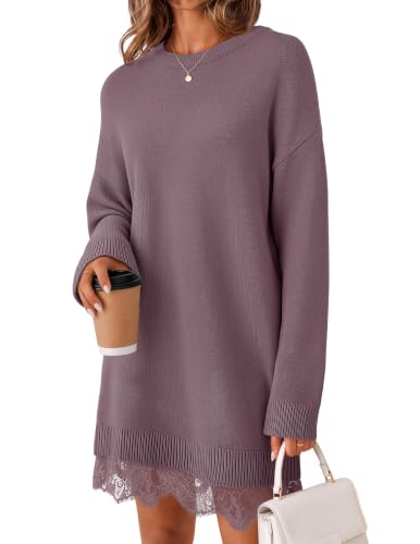 sweater dress women - grey purple