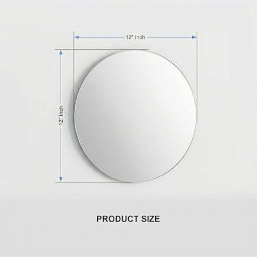 Image of Round Frameless Wall Mirror 12x12 Inch - Modern Decorative Vanity Mirror for Bathroom, Bedroom, Living Room & Entryway