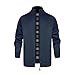LAITIMIA Men's Cardigan Sweater Jacket Full Zip Stand Collar with Pockets Dark Blue