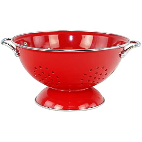 Calypso Basics by Reston Lloyd Powder Coated Enameled Colander, 3 Quart, Red Cover