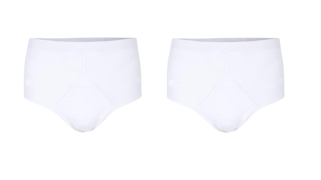 Espionage Y-Front Briefs Twin Pack Classic Underwear White Mens Plus Size 2XL-8XL U003 (UK, Alpha, 4XL, Plus, Regular, White)