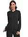 LOMON Scrub Jackets for Women Fall Bomber Jacket with Pockets (Black,Medium)