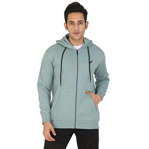 Image of D-GREEN Sweatshirt for Men Stylish Hoodie with Zipper and Full Sleeves Winter Wear