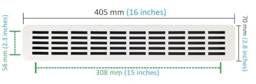 DEMLOU, White Aluminium Air Vent Grille, Powder Coated Plinth Heat Vent for Kitchen Cabinet or Drawer - Image 2