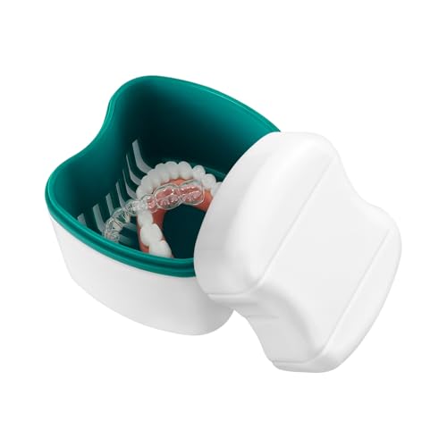 SAFIGLE 1 Caixa para Guardar Dentes, Recipiente de Plástico para Dentaduras, Ideal para Dentaduras, Armazenamento de Próteses Dentárias, 8x7 Cm, Várias Cores