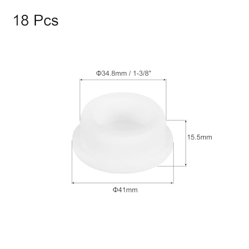 Image of MECCANIXITY 18Pcs T-Shaped Silicone Plugs 34.8mm 1-3 /8 Inch Dia Snap in Plug Hole Seal Cover Round Rubber Stopper for Kitchen Rubber Bulkheads Waterproof Sealing Plugs White