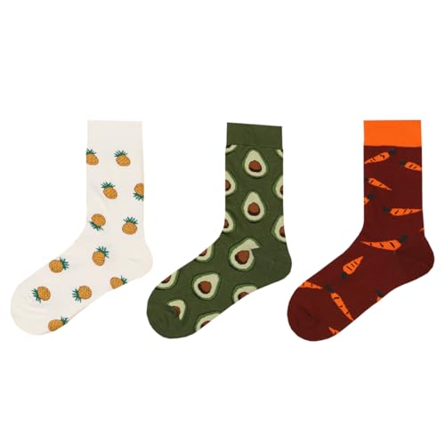1 Pair Women's Mid-Crew Socks with Fruit & Vegetable Patterns - Soft Breathable Cotton Blend Socks （Sizes 36-43）4