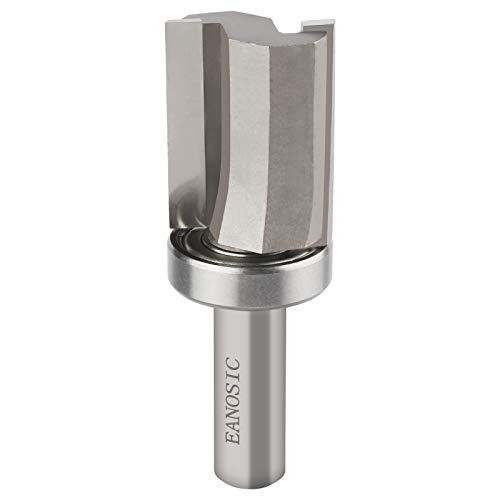 Top Bearing Flush Trim Router Bit 1/2 Inch Shank, 1-1/8 Inch Cutting Diameter, Carbide Tipped Plunge Template Router Bit Pattern Bit Wood CNC Router Bits by EANOSIC
