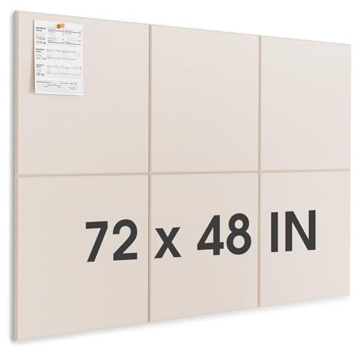 Image of MaxGear Extra Large Bulletin Board 72 inch x 48 inch, Light Tan Felt Wall Tiles
