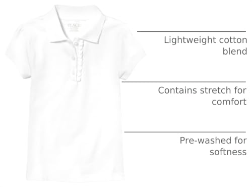 Image of The Children's Place Girl's Short Sleeve Ruffle Pique Polo Shirt
