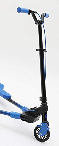 Close-up of the Oxelo TWEESTY Scooter handlebar and front wheel assembly.