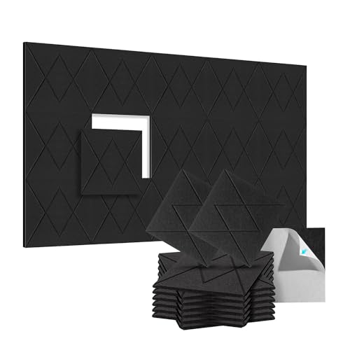 Flaroey Paquete de 12 paneles de espuma acústica, paneles de pared insonorizados, autoadhesivos, insonorizados, 30.5 x 30.5 x 1.0 cm, para , hogar, oficina C