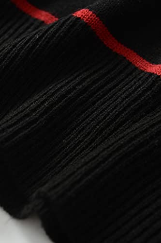 Image of Women's Sweaters Casual Long Sleeve Mock Neck Drop Shoulder Tunic Striped Pullover Knit Sweater Tops