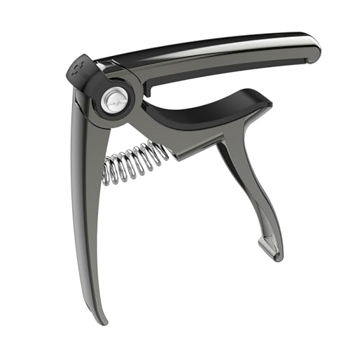 ギターカポタスト ピッチフォーク ピッキング ネイル ストリング カッター ピック ギター フォーク エレキギター ギター用カポタスト(色:Black)